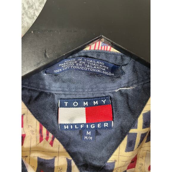 Tommy Hilfiger‎ Men’s Vintage Nautical Flag Button Shirt Size M Sailing Prep - Picture 9 of 10